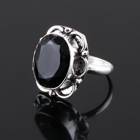 Кольцо серебро с черным агатом "Шик"
