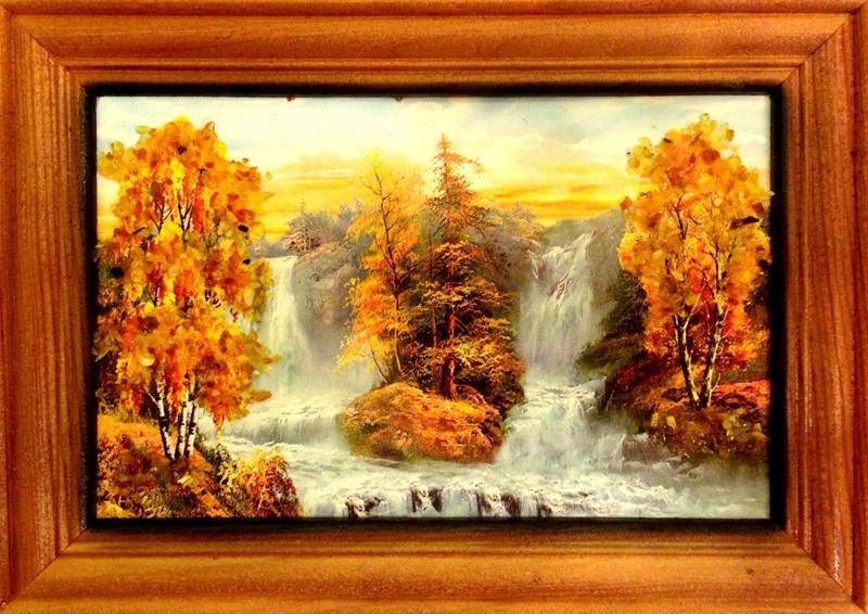 Картина янтарная Осенний Водопад ИЯН-5-616