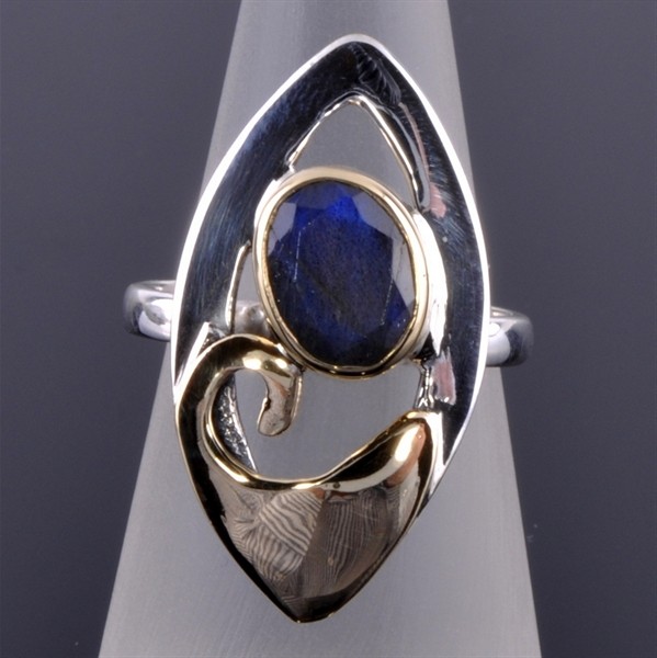 Кольцо серебро с позолотой и лабрадором Восток скНЛБ-9363-КВМ