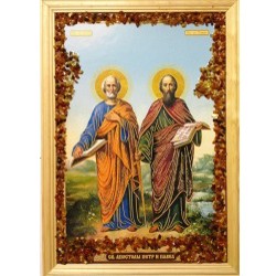Икона янтарная "Святые Апостолы Петр и Павел"
