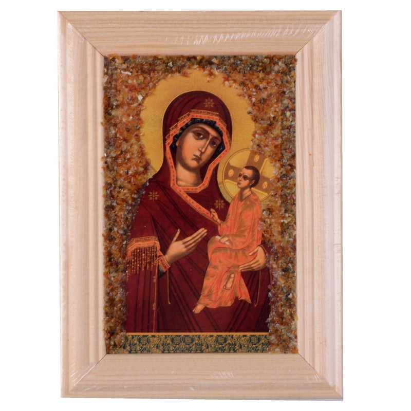 Икона янтарная "Тихвинская Божья Матерь"