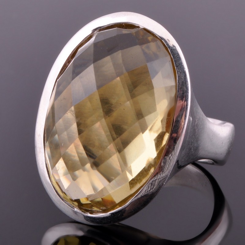 Кольцо серебро  с хризолитом "Галос"