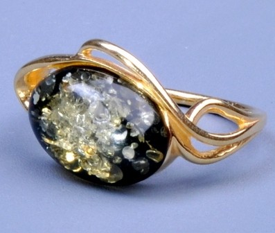 Кольцо серебро с позолотой и янтарем Грация скНЯН-6421