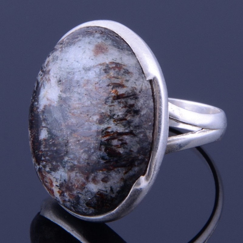 Кольцо серебро с моховым агатом "Галос"