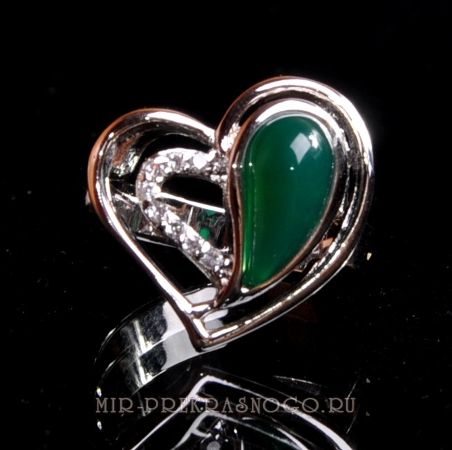 Кольцо с хризопразом Влюбленные сердца кИХЗ-528