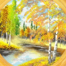 Картина деревянная с каменной крошкой Осеннее Чудо кд-204