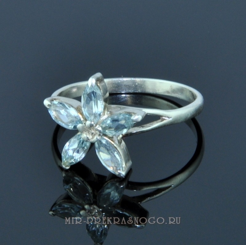 Кольцо серебро с голубым топазом Астра скНТП-022