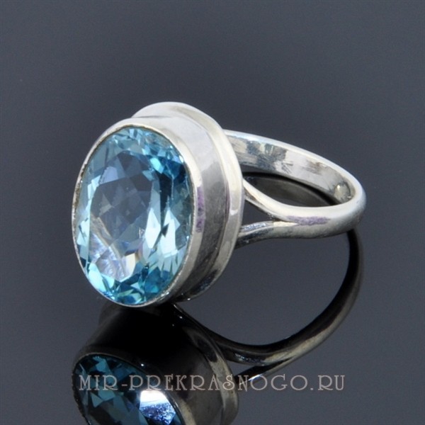 Кольцо серебро с голубым топазом Величество скНТП-082