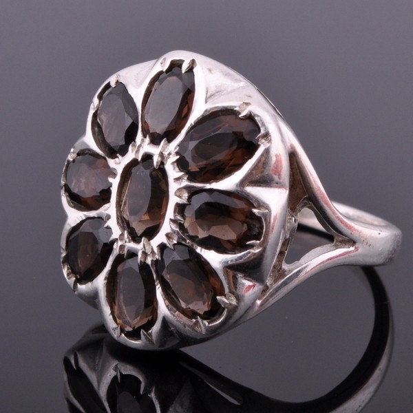 Кольцо серебро с раухтопазом "Семицветик"