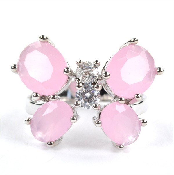 Кольцо с розовым кварцем "Бабочка"
