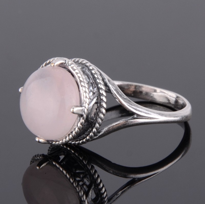 Кольцо с розовым кварцем "Синица"