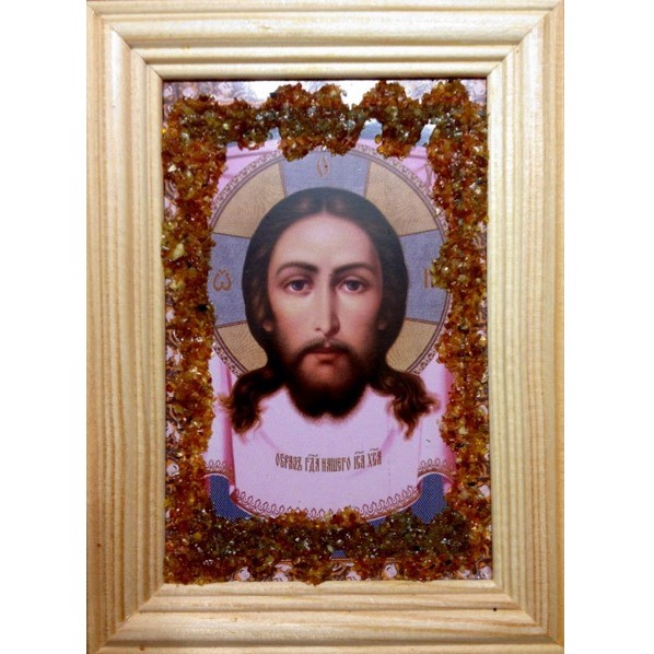 Икона янтарная "Образ Господа Нашего Иисуса Христа"
