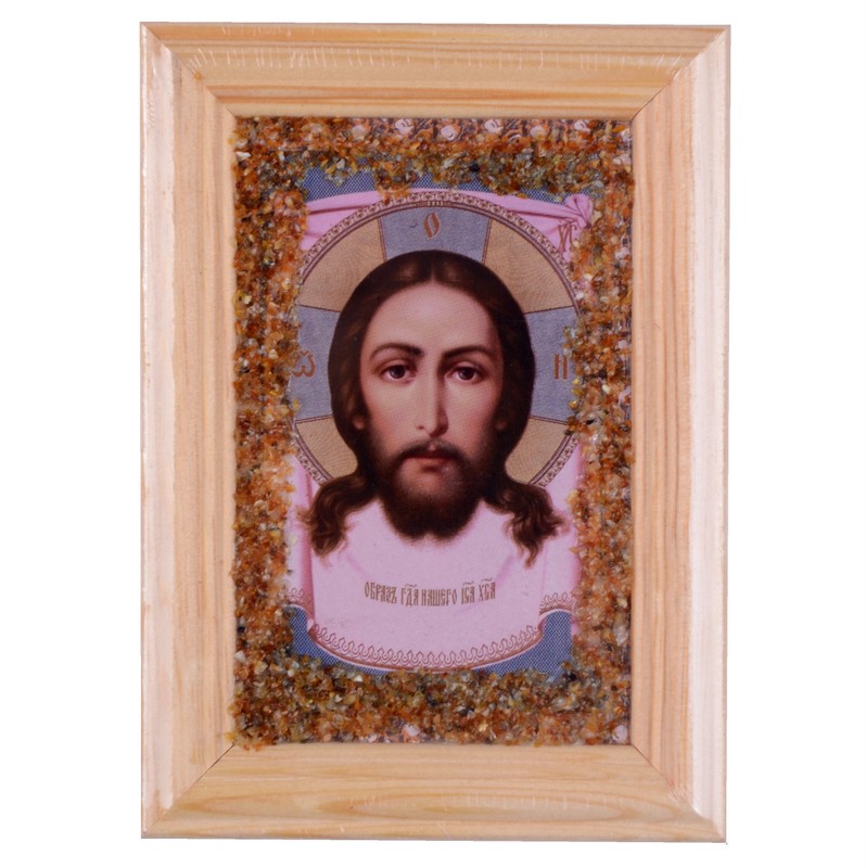 Икона янтарная "Образ Иисуса Христа "