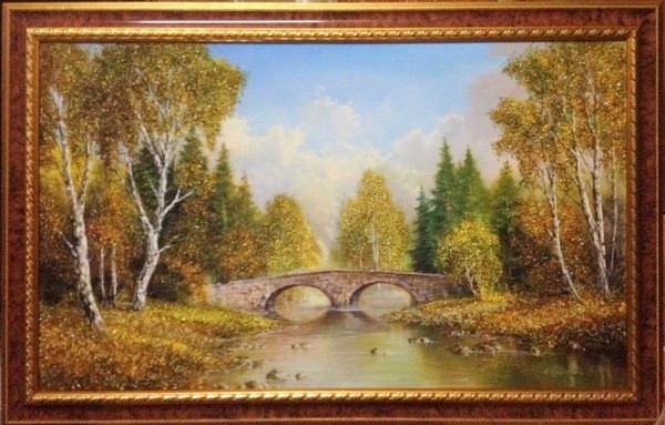 Картина янтарная большая "Мост Верности"