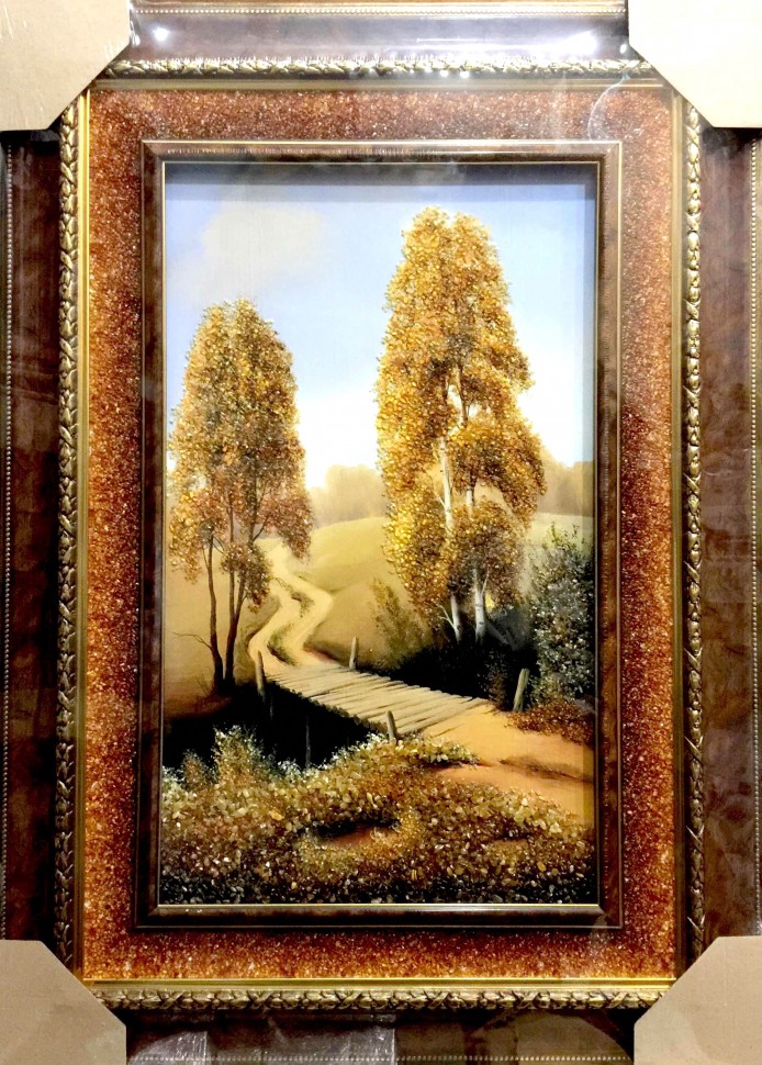 Картина янтарная большая "Мостик"