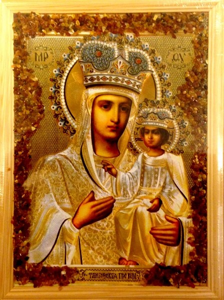 Икона янтарная "Озерянская Богородица"