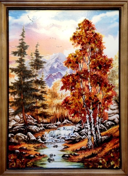 Картина с янтарем Горный Ручей кян-2-304