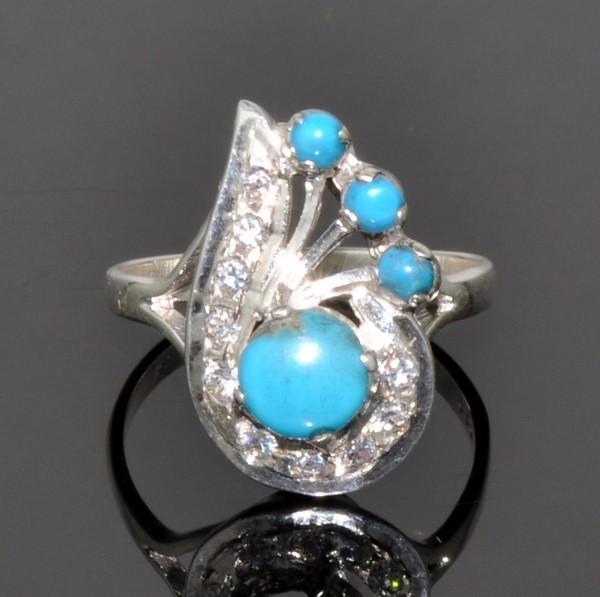 Кольцо серебро с бирюзой Жар-Птица скНБР-4554