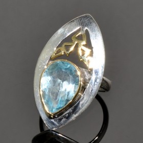 Кольцо серебро с золотым покрытием с топазом &quot;Ферзь &quot;