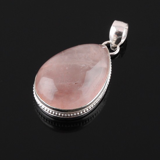 Кулон серебро с розовым кварцем "Капля Любви"