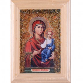 Икона янтарная Смоленская Пресвятая Богородица иян-2-707
