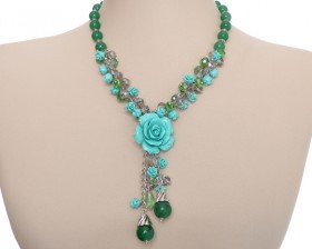 Бусы из хризопраза, хрусталя, керамики Королева Роз