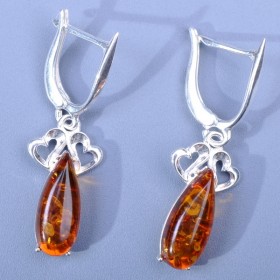 Серьги из серебра с янтарем Любушка ссНЯН-6548