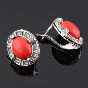 серьги из прессованного коралла "Немо"