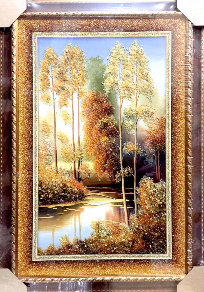 Картина янтарная большая "Волшебная Осень"