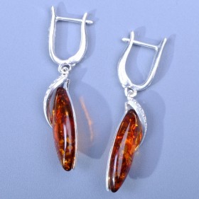Серьги из серебра с янтарем Любушка ссНЯН-6544