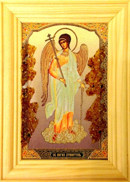 Икона янтарная Святой Ангел Хранитель иян-2-709