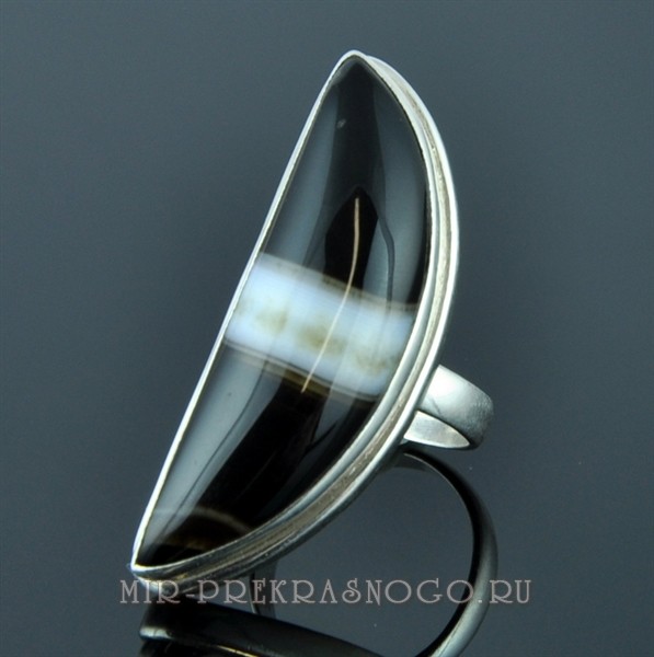 Кольцо серебро с агатом Изыск скНАГ-1347