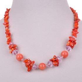 Бусы из коралла и хрусталя "Адажио"