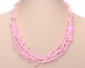 Бусы из розового кварца и хрусталя "Амели"