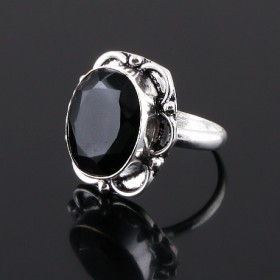 Кольцо серебро с черным агатом &quot;Шик&quot;