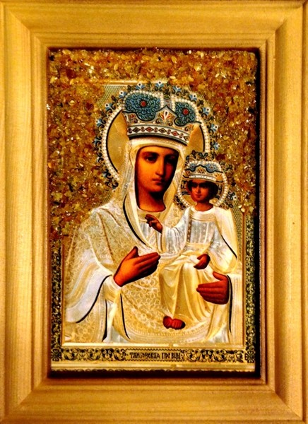 Икона янтарная Тамбовская Божья Матерь ИЯН-5-615