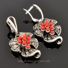Серьги с кораллом Комильфо сНКО-885