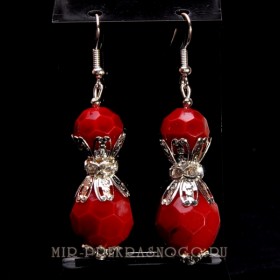 Серьги с прес. кораллом Бриджит аПКО-040