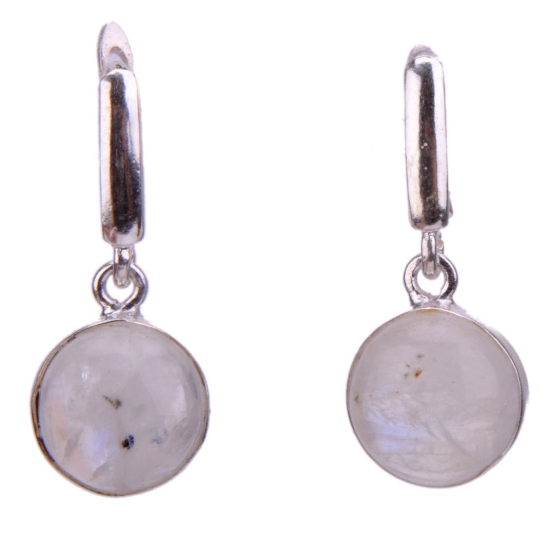 Серьги серебро с лунным камнем (адуляром) "Галос"