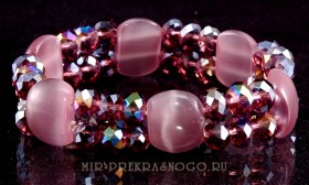 Браслет из кошачьего глаза и хрусталя Блеск бНКГ-НХР-055
