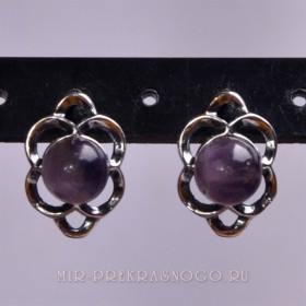 Серьги с аметистом Гортензия сНАМ-587
