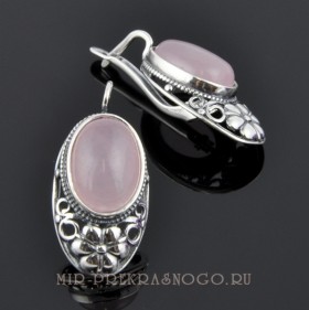 Серьги с розовым кварцем Календула сНКР-1145