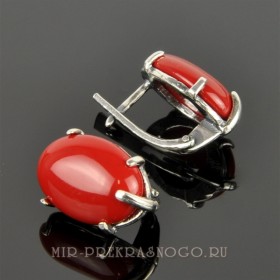 Серьги с прес. кораллом Гамбит сПКО - 1826