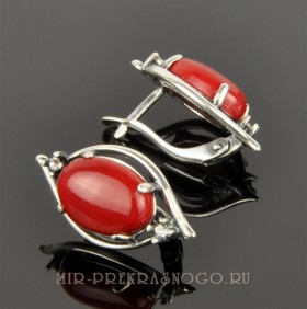 Серьги с прес. кораллом Глазурь сПКО - 1822