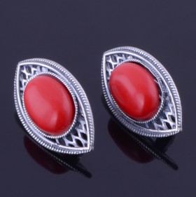 Серьги с прессованным кораллом "Сеттия"