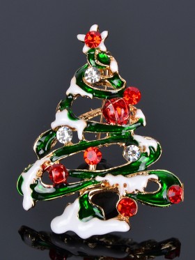 Брошь с эмалью "Елочка"