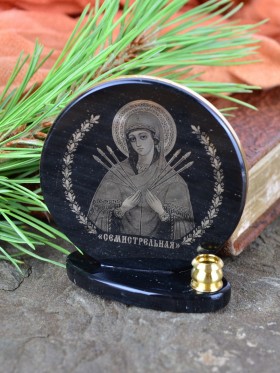 Икона с подсвечником "Семистрельная" на подставке.