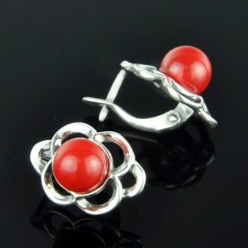 Серьги с прес. кораллом Гортензия сПКО-2938