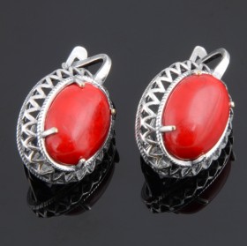 Серьги с прессованным кораллом "Сеттия"