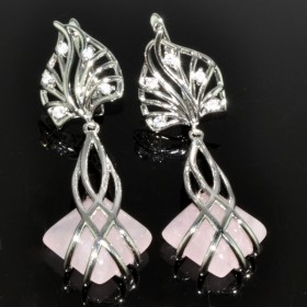 Серьги с розовым кварцем Коко сНКР-5801